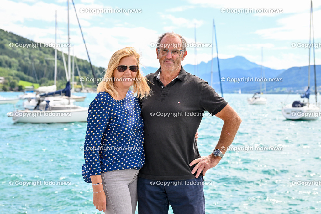 Franz Mittendorfer_ MYCS_ Boote_ 04.07.2024-12 | 04.07.2024, Schoerfling am Attersee, AUT, Boote Mittendorfer, MYCS, im Bild Sabine Wolfsteiner und Franz Mittendorfer (Bootbauer)