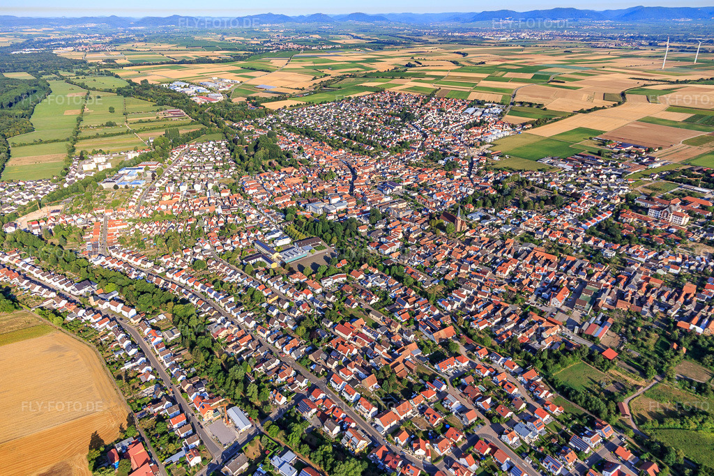 Luftbild: Litzelhorststraße in Herxheim bei Landau im Bundesland Rheinland-Pfalz in Deutschland. Foto: IMG_109622.jpg vom 31.07.2018 durch Werner Riehm/FLY-FOTO.de