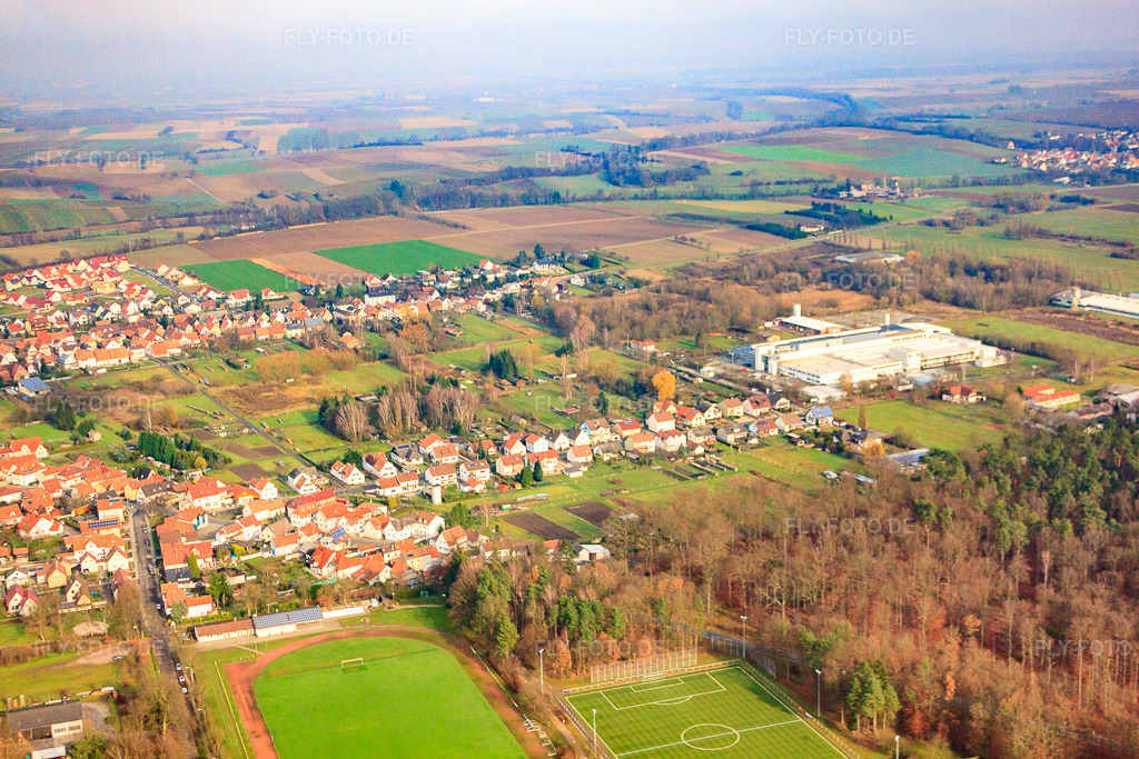 Luftbild: In den Boschgärten im Ortsteil Schaidt in Wörth im Bundesland Rheinland-Pfalz in Deutschland. Foto: IMG_35615.jpg vom 20.11.2010 durch Werner Riehm/FLY-FOTO.de