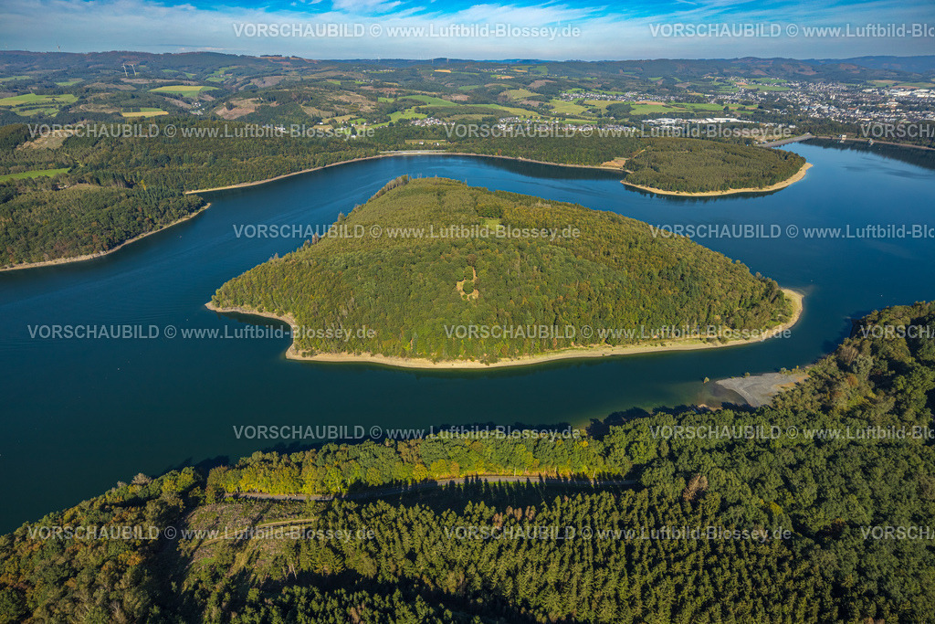 Attendorn230909194 | Luftbild, Biggetalsperre, Gilberginsel, Neu-Listernohl, Attendorn, Sauerland, Nordrhein-Westfalen, Deutschland