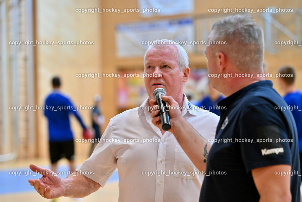 SC Ferlach vs. UHC Hollabrunn | Sektionsleiter Karate Ferlach Herwig G. Pluder, Hallensprecher SC Ferlach Christian Kanzian, SC Ferlach vs. UHC Hollabrunn, SC Ferlach vs. UHC Hollabrunn am 20.09.2025 in Ferlach (Ballspielhalle Ferlach), Austria, (Photo by Bernd Stefan)