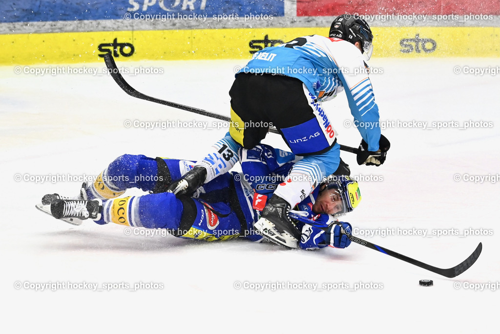 EC IDM WÄRMEPUMPEN VSV vs. Steinbach Black Wings Linz | #91 Nick Hutchison EC VSV, #13 Gerd Kragl lack Wings Linz, EC IDM WÄRMEPUMPEN VSV vs. Steinbach Black Wings Linz, EC IDM WÄRMEPUMPEN VSV vs. Steinbach Black Wings Linz am 04.03.2026 in Villach (Stadthalle Villach), Austria, (Photo by Bernd Stefan)