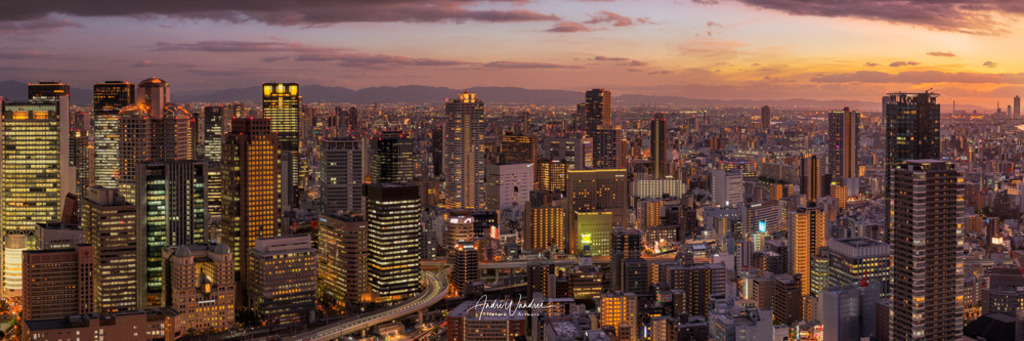 Osaka am Abend (3:1 Panorama) | Andre Wandrei - Nature Artworx - Realisiert mit Pictrs.com