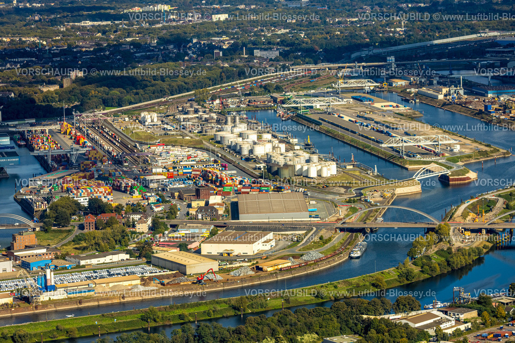 Duisburg241004301 | Luftbild, Duisburger Hafen und Karl-Lehr-Brücke, Ölinsel und Kohleninsel, Ruhrort, Duisburg, Ruhrgebiet, Nordrhein-Westfalen, Deutschland
