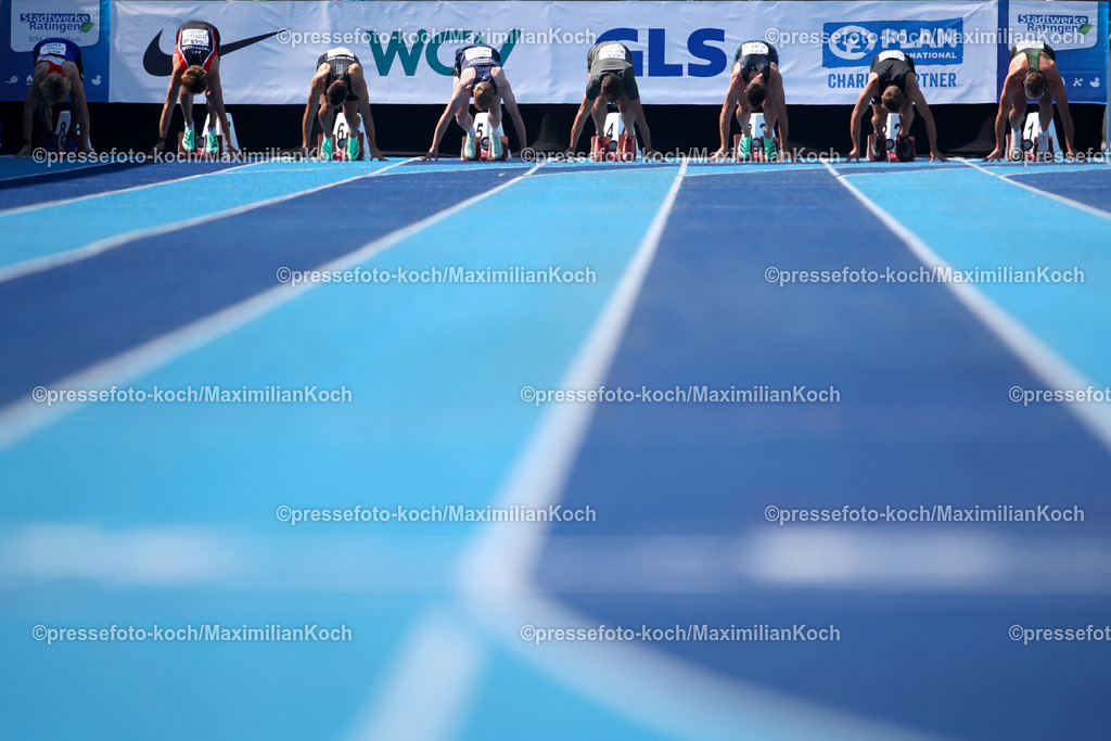 RT17062399002 | 17.06.2023, Leichtathletik, Mehrkampf-Meeting Ratingen, Tag 1, Stadion am Stadionring: Start Startblock Sprint Sprintdisziplin