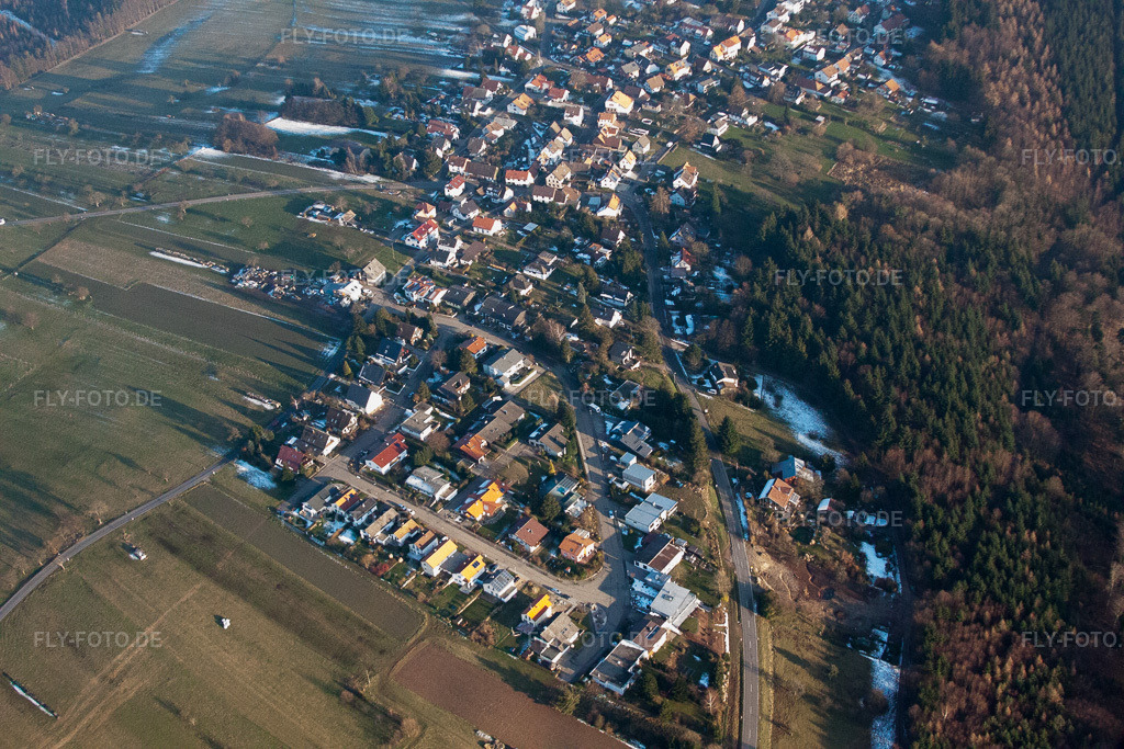 Luftbild: Ortsansicht von Nordwesten im Ortsteil Freiolsheim in Gaggenau im Bundesland Baden-Württemberg in Deutschland. Foto: IMG_62045.jpg vom 31.01.2014 durch Werner Riehm/FLY-FOTO.de