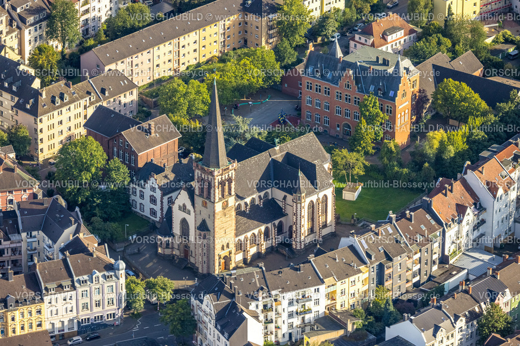 Hagen230903461 | Luftbild, Kath. St.-Michael-Kirche,Kulturzentrum Pelmke, Emil-Schumacher-Schule, Wehringhausen, Hagen, Ruhrgebiet, Nordrhein-Westfalen, Deutschland