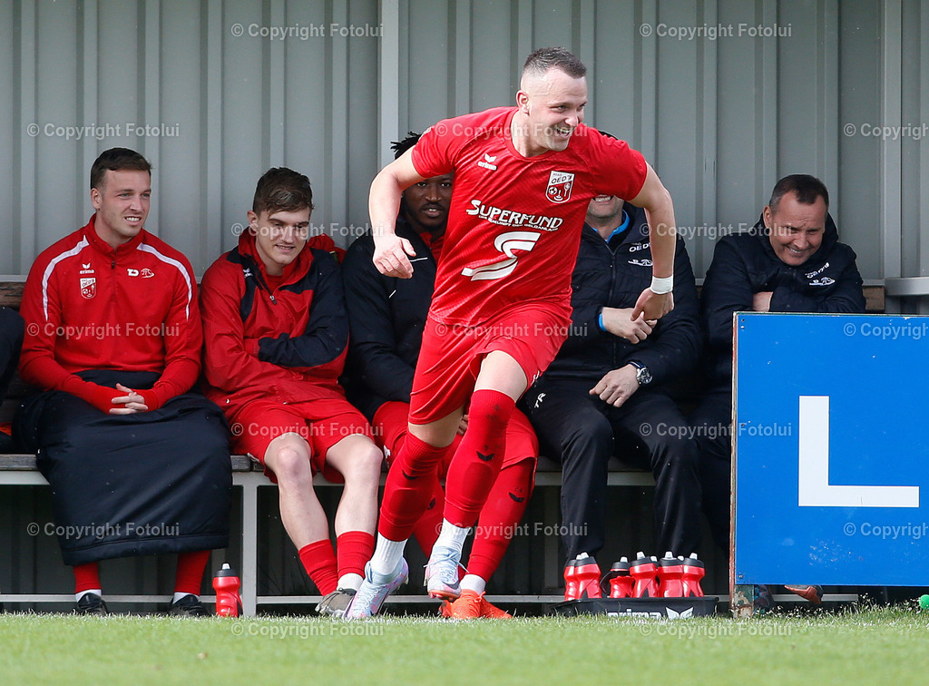A_LUI_01042023_37 | SPORT,FUSSBALL ,LT1 OOELIGA ASKOE OEDT-UNION EDELWEISS LINZ 01.04.2023 IM BILD:NENAD VIDACKOVIC (OEDT) JUBELT UEBER SEINEM TREFFER  FOTO:FOTOLUI