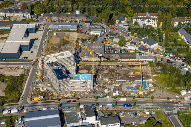 Essen241000916 | Luftbild, Baustelle mit Neubau Am Schacht Hubert Wetterschacht, Am Technologiepark, Frillendorf, Essen, Ruhrgebiet, Nordrhein-Westfalen, Deutschland
