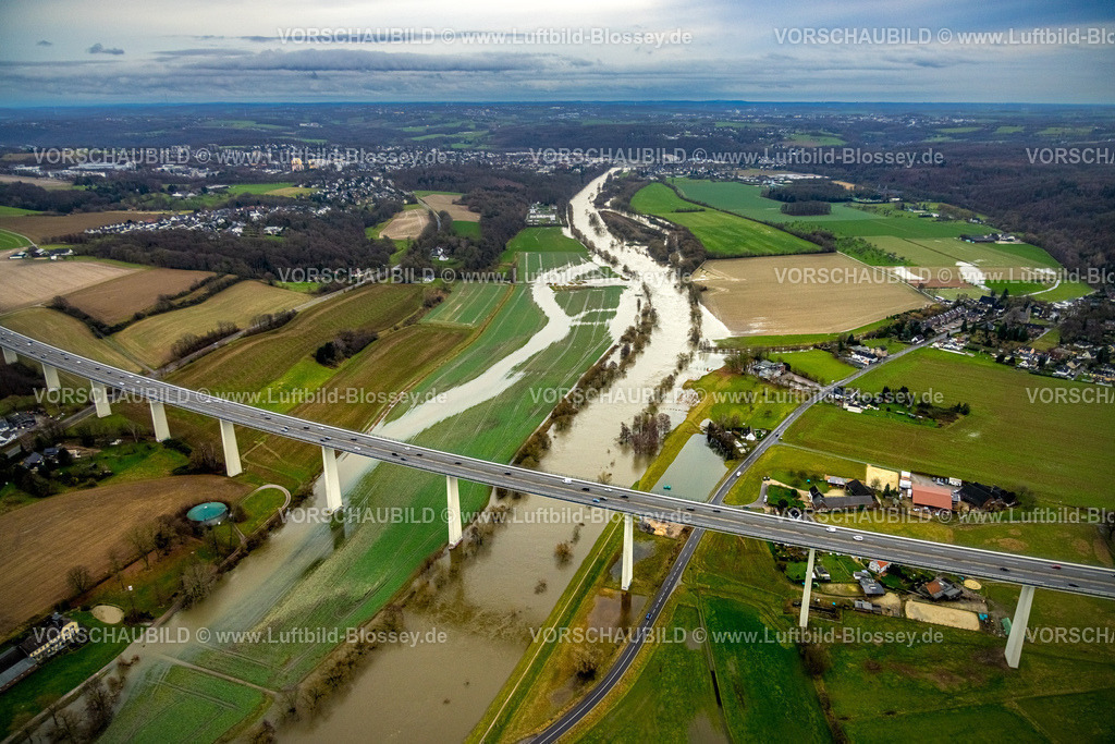 Muelheim231202926Ruhr | Luftbild, Ruhrhochwasser, Weihnachtshochwasser 2023, starke Regenfälle,  Saarn, Mülheim an der Ruhr, Ruhrgebiet, Nordrhein-Westfalen, Deutschland