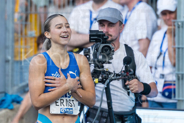 Deutsche Leichtathletik-Meisterschaften; Bochum-Wattenscheid, 25.07.2026 | Jolina Ernst (TV Wattenscheid 01) gewinnt das 100m Finale; Deutsche Leichtathletik-Meisterschaften am 25.07.2026 im Lorheide-Stadion, Bochum-Wattenscheid (Nordrhein-Westfalen).