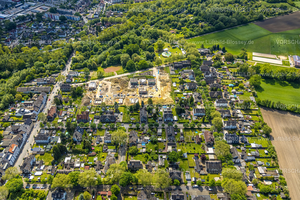 Gladbeck230510618 | Luftbild, Baustelle mit Neubau Wohnsiedlung Johowstraße, Zirkuszelt, Rentfort, Gladbeck, Ruhrgebiet, Nordrhein-Westfalen, Deutschland
