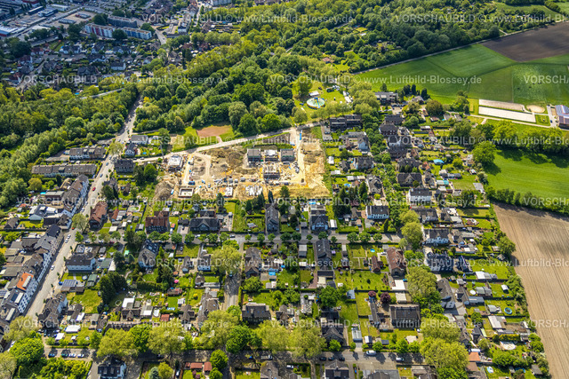 Gladbeck230510618 | Luftbild, Baustelle mit Neubau Wohnsiedlung Johowstraße, Zirkuszelt, Rentfort, Gladbeck, Ruhrgebiet, Nordrhein-Westfalen, Deutschland