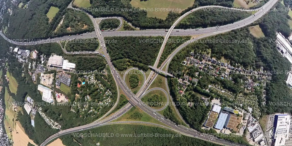 Sprockhoevel20220823BAB1e | Luftbild, Autobahnkreuz Wuppertal-Nord, Autobahn A1 und Autobahn A46, Fisheye Aufnahme, Fischaugen Aufnahme, 360 Grad Aufnahme, Halloh, Sprockhövel, Ruhrgebiet, Nordrhein-Westfalen, Deutschland