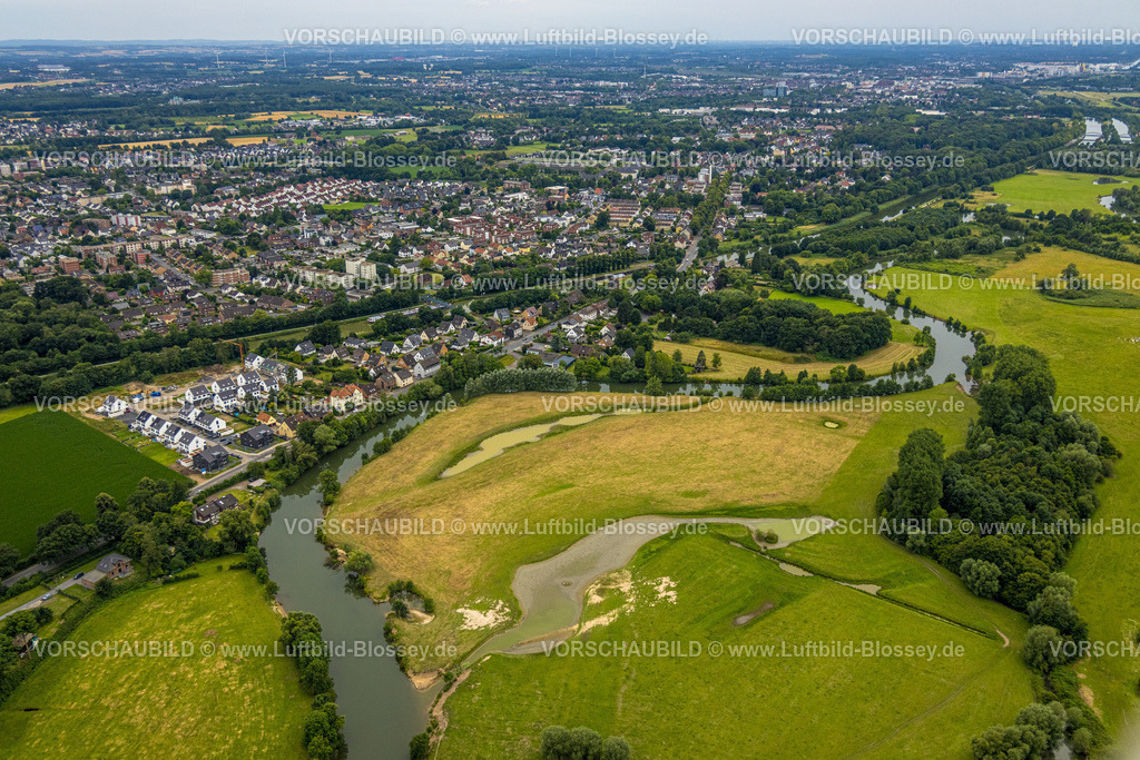 Hamm240710435 | Luftbild, Baustelle mit Neubaugebiet für Wohnhäuser Friedrichsfeld an der Lippestraße zwischen Fluss Lippe Mäander und Datteln-Hamm-Kanal, Hammer Osten Wohngebiet und Fernsicht, Uentrop, Hamm, Ruhrgebiet, Nordrhein-Westfalen, Deutschland
