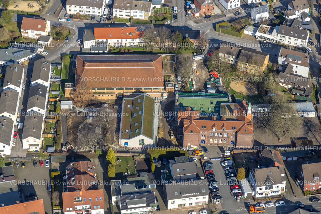 Unna230213248 | Luftbild, Schillerschule und Sporthalle, Baustelle Kita neben der Schillerschule, Massen, Unna, Ruhrgebiet, Nordrhein-Westfalen, Deutschland