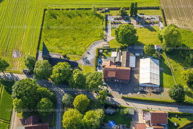 Hamm230506771 | Luftbild, Kath. Kirche St. Joseph, kath. Friedhof Süddinker, St. Hubertus Schützenbruderschaft Süddinker 1826, Stadtbezirk Rhynern, Hamm, Ruhrgebiet, Nordrhein-Westfalen, Deutschland