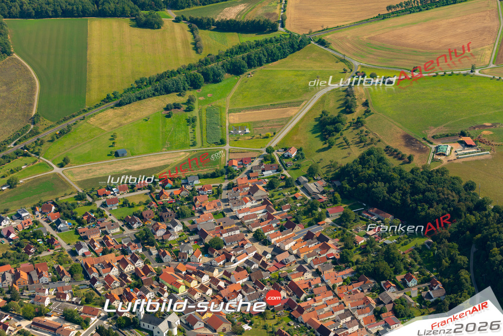 Das Luftbild zeigt : Rottershausen Oerlenbach - Die Luftaufnahme wurde 2024 vom UL-Flugzeug aus erstellt ( keine Drohne ) - Hochauflösende Luftaufnahme - Für grossformatige Ausdrucke geeignet. Die Geschenkidee !Mit Lizenz und Bildrechte bestellbar