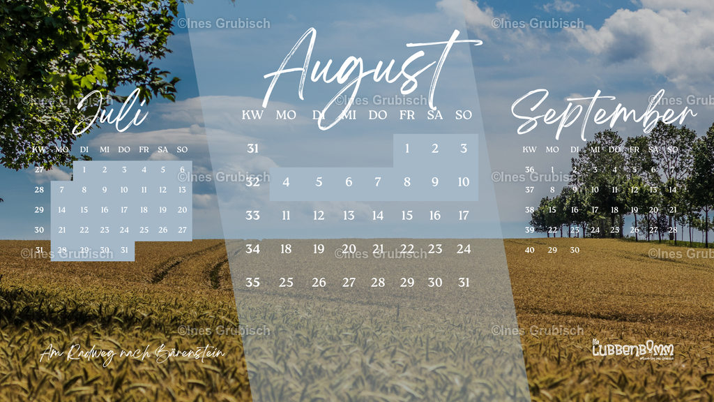 Kalender 2025 - 08 August | Lila Lubbenbomm - Artwork by Ines Grubisch - Realisiert mit Pictrs.com