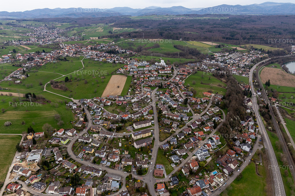 Luftbild: Ortsteil Karsau in Rheinfelden im Bundesland Baden-Württemberg in Deutschland. Foto: IMG_120110.jpg vom 17.03.2020 durch Werner Riehm/FLY-FOTO.de