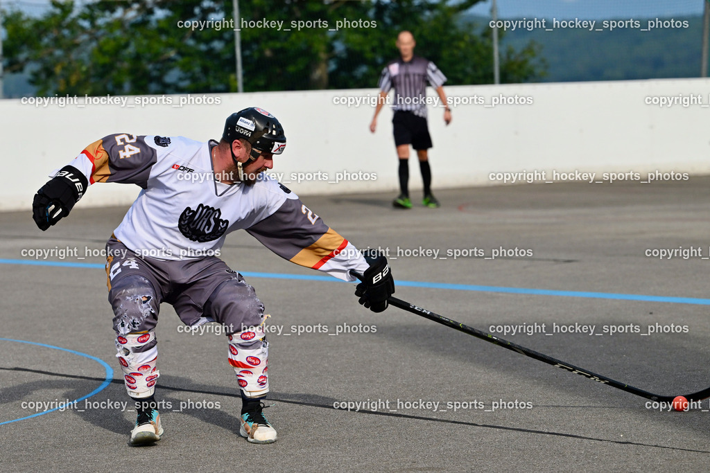 VAS Ballhockey vs. HSC Eagles Poggersdorf | #24 Wucherer Gerald, VAS Ballhockey vs. HSC Eagles Poggersdorf, VAS Ballhockey vs. HSC Eagles Poggersdorf am 14.07.2024 in Villach (Alpen Arena ), Austria, (Photo by Bernd Stefan)