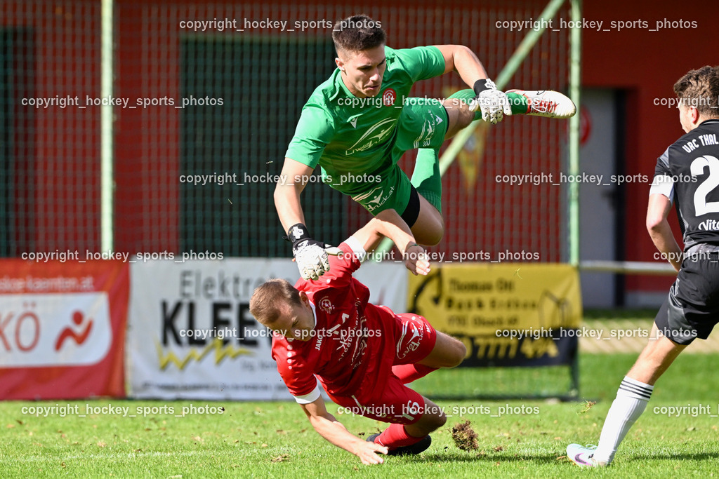 SV Rothentuhurn vs. URC Thal Assling | Flugeinlage, #16 Niklas Hinteregger SV Rothenthurn, #1 Alexander Machorka SV Rothenthurn, #27 Dominik Klaus Kofler URC Thal Assling, SV Rothentuhurn vs. URC Thal Assling, SV Rothentuhurn vs. URC Thal Assling am 15.09.2024 in Rothenthurn (Sportplatz Rothenthurn), Austria, (Photo by Bernd Stefan)