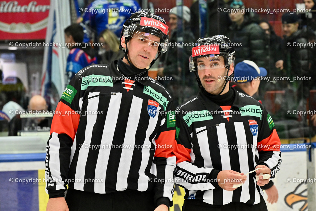 EC IDM WÄRMEPUMPEN VSV vs. HCB Südtirol Alperia | NAGY ATTILA Referee, STERNAT CHRISTOPH Referee, EC IDM WÄRMEPUMPEN VSV vs. HCB Südtirol Alperia, EC IDM WÄRMEPUMPEN VSV vs. HCB Südtirol Alperia am 28.12.2025 in Villach (Stadthalle Villach), Austria, (Photo by Bernd Stefan)
