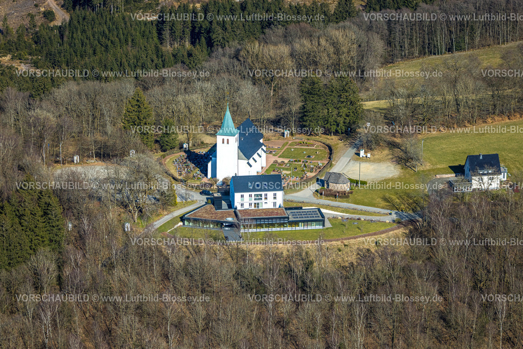 Kirchhundem250308453Kohlhagen | Luftbild, Geistliches Zentrum mit Wallfahrtskirche Kohlhagen und Friedhof, Wirme, Kirchhundem, Sauerland, Nordrhein-Westfalen, Deutschland