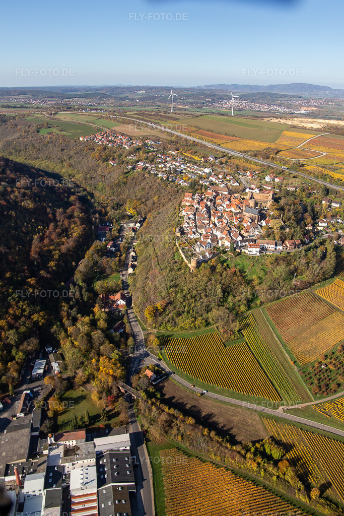 Luftbild: Burg Neulingen in Neuleiningen im Bundesland Rheinland-Pfalz in Deutschland. Foto: IMG_123590.jpg vom 31.10.2020 durch Werner Riehm/FLY-FOTO.de