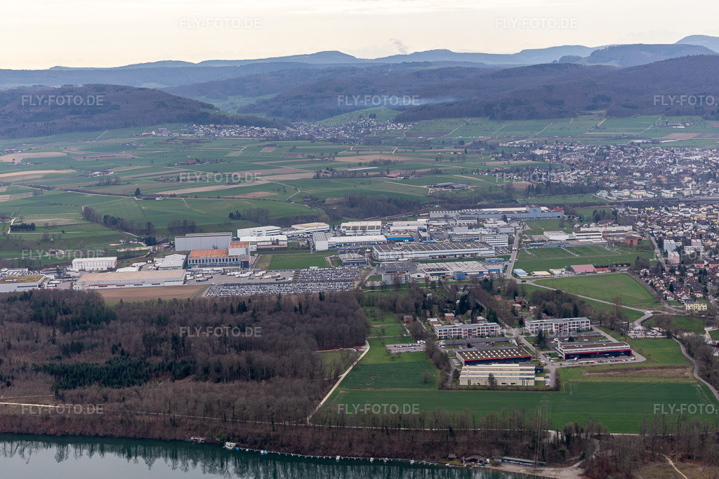 Luftbild: Industriegebiet Riburg in Möhlin im Bundesland Aargau in Schweiz. Foto: IMG_120114.jpg vom 17.03.2020 durch Werner Riehm/FLY-FOTO.de