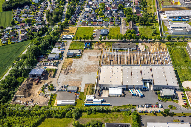 Werl220600676 | Luftbild, Gewerbegebiet Hansaring mit Baustelle, Werl, Soester Boerde, Nordrhein-Westfalen, Deutschland