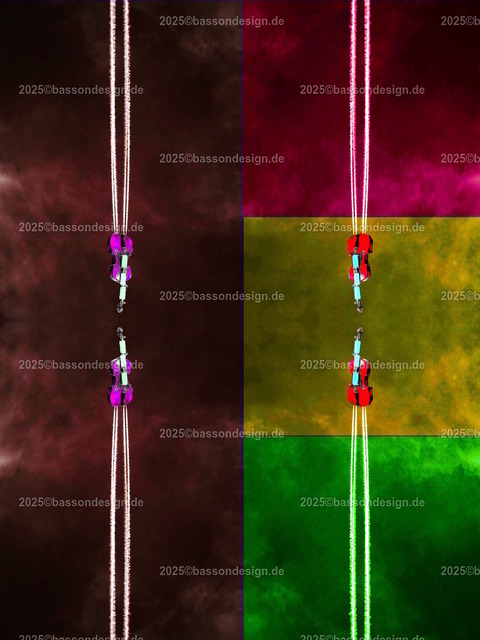 Flugquadrate | Celloflieger fliegen über geometrische Quadrate - Realisiert mit Pictrs.com