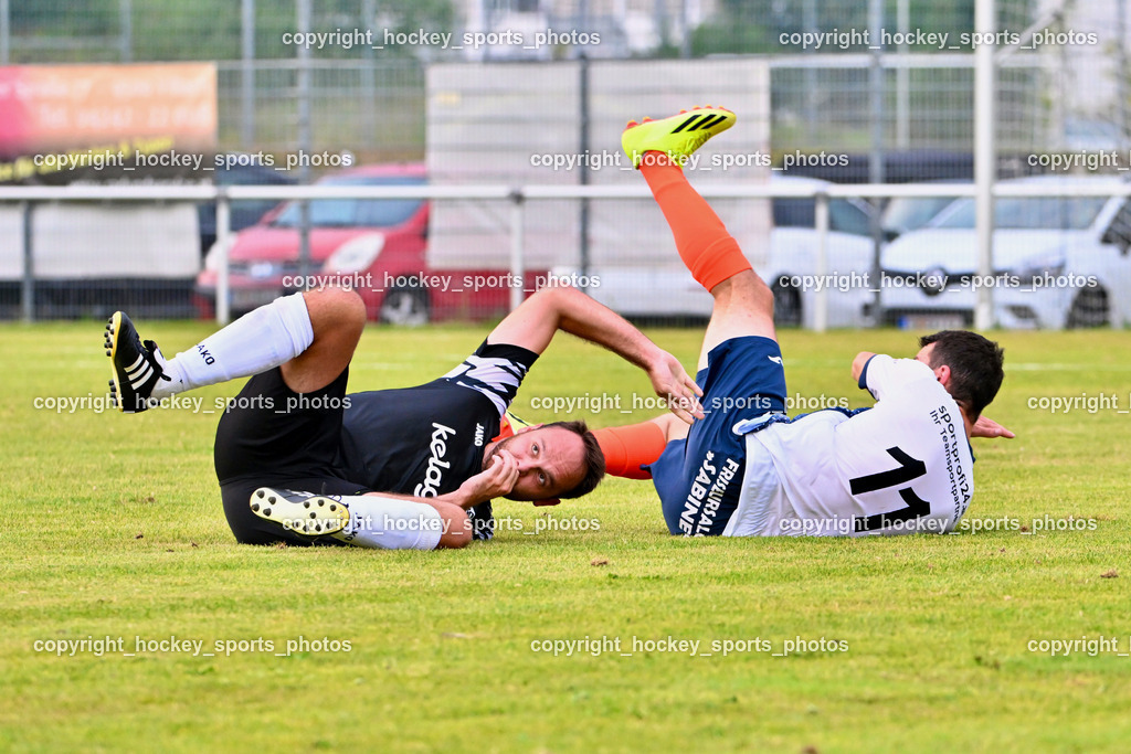 SC Magdalen vs. DSG Ledenitzen | #15 Christoph Wolfgang Erlacher SC Magdalen,  #11 Enis Musanovic DSG Ledenitzen, SC Magdalen vs. DSG Ledenitzen, SC Magdalen vs. DSG Ledenitzen am 19.07.2024 in Villach (Sportplatz Madalen), Austria, (Photo by Bernd Stefan)