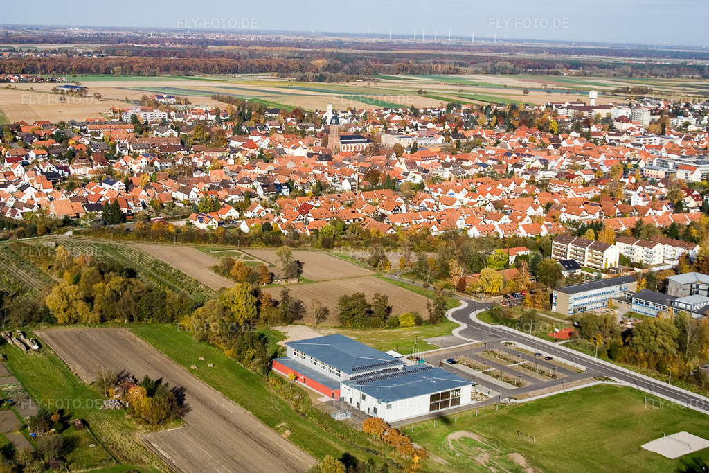 Luftbild: Bienwaldhalle Kandel in Kandel im Bundesland Rheinland-Pfalz in Deutschland. Foto: IMG_8836.jpg vom 05.11.2007 durch Werner Riehm/FLY-FOTO.de