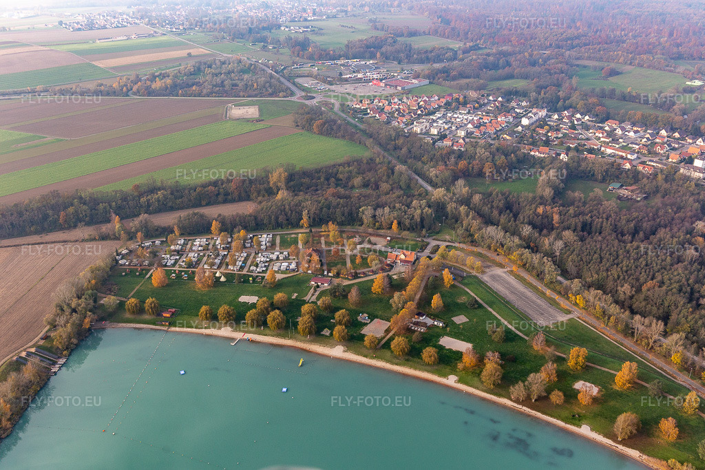 Vue aérienne: Camping des Mouettes à Lauterbourg dans le département Bas Rhin, France. Photo: IMG_119843.jpg prise le 24/11/2019 par Werner Riehm/FLY-FOTO.euRésolution de l'original: 5304 x 3536 px