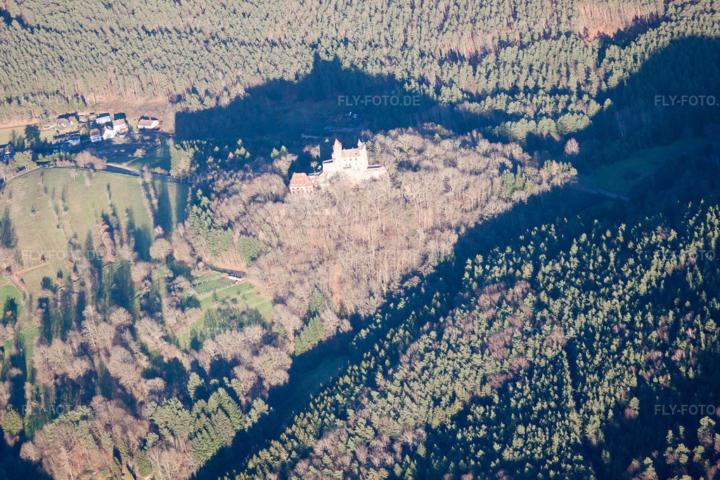Luftbild: Erlenbach, Burg Berwartstein in Erlenbach bei Dahn im Bundesland Rheinland-Pfalz in Deutschland. Foto: IMG_61894.jpg vom 28.01.2014 durch Werner Riehm/FLY-FOTO.de