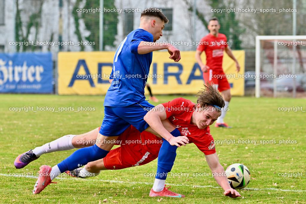 KAC 1909 vs. Union Matrei | #19 Alexander Maximinian Bergmann KAC 1909, #17 Enrico Sebastian Schubert Union Matrei, KAC 1909 vs. Union Matrei, KAC 1909 vs. Union Matrei am 21.03.2026 in Klagenfurt (Sportplatz KAC), Austria, (Photo by Bernd Stefan)