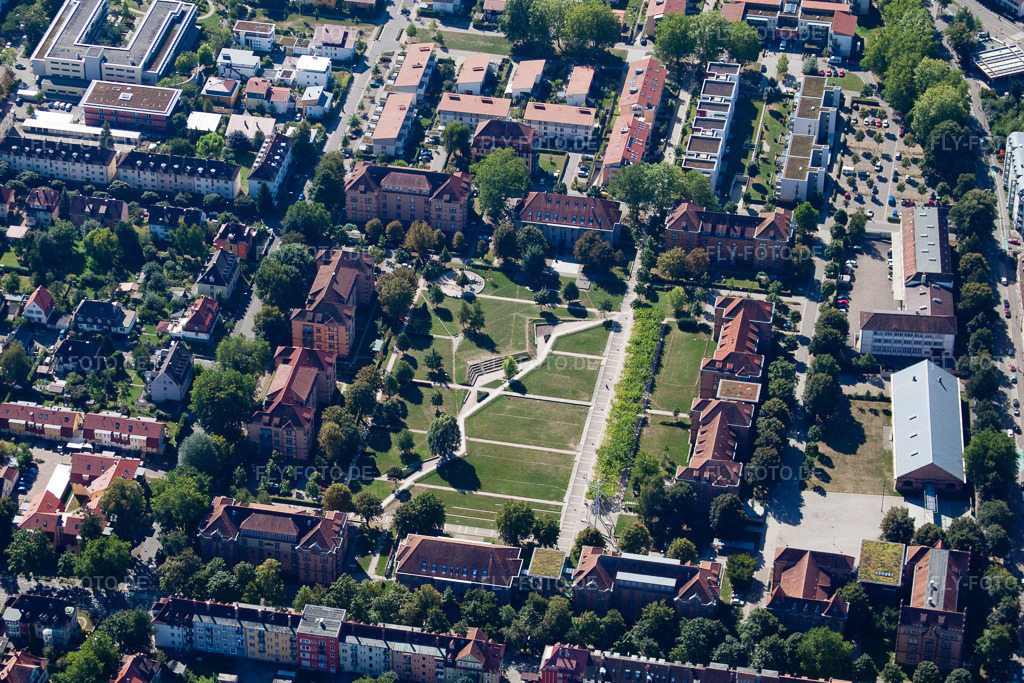 Luftbild: Parkanlage Platz der Verfassungsfreunde in Offenburg im Bundesland Baden-Württemberg in Deutschland. Foto: IMG_20764.jpg vom 31.08.2009 durch Werner Riehm/FLY-FOTO.de