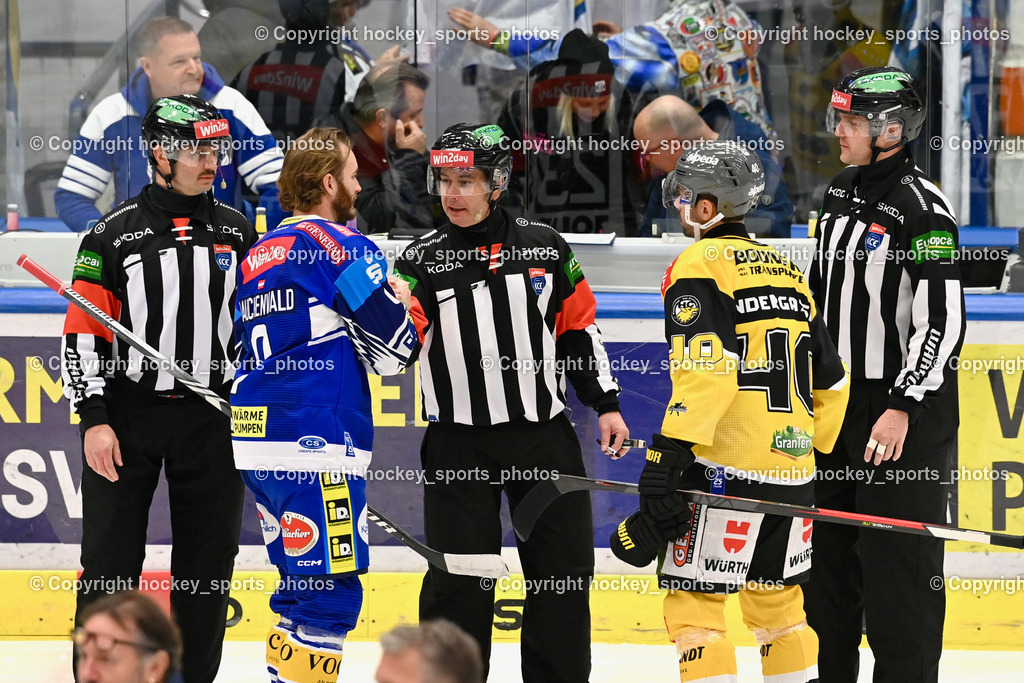 EC IDM Wärmepumpen VSV vs. HC Pustertal | ZRNIC MILAN Referee, SIEGEL STEFAN Referee, ZGONC GASPER JAKA Referee, #9 RAUCHENWALD Alexander EC VSV, #40 Andergassen Raphael HC PUSTERTAL, EC IDM Wärmepumpen VSV vs. HC Pustertal, EC IDM Wärmepumpen VSV vs. HC Pustertal am 15.11.2024 in Villach (Stadthalle Villach), Austria, (Photo by Bernd Stefan)