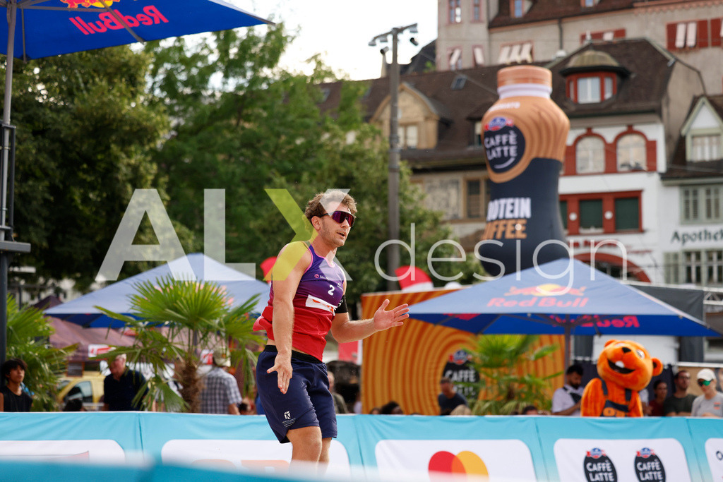 Obi BeachTour 2026 - Basel | BASEL, SWITZERLAND - JULY 18: YVES HAUSSENER (SUI) during the Obi BeachTour 2026 match between NAPIER / PETERSEN (DEN) and HAGENBUCH / HAUSSENER (SUI) at Barfüsserplatz on July 18, 2026 in Basel, Switzerland. - Realisiert mit Pictrs.com