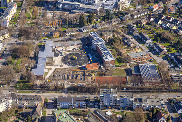 Herne230212049 | Luftbild, Baustelle an der Kolibri-Schule mit Solardach, Kita Ingeborgstraße, Herne-Süd, Herne, Ruhrgebiet, Nordrhein-Westfalen, Deutschland