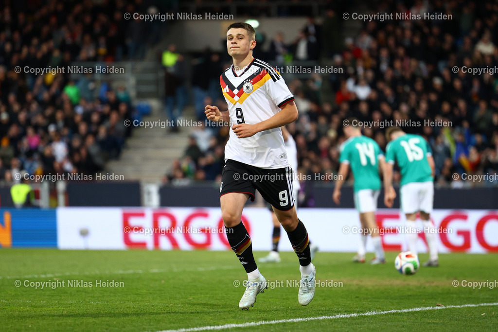 NH_DeutschlandU21_NordirlandU21_U21EMQualifikation_27032026 | #9 Nicolo Tresoldi (Deutschland U21) bejubelt seinen Treffer zum 2:0.Fußball I Junioren I U21-EM-Qualifikation I Saison 2025-2026 I 8. Spieltag I Deutschland U21 - Nordirland U21 I 27.03.2026 I Eintracht-Stadion