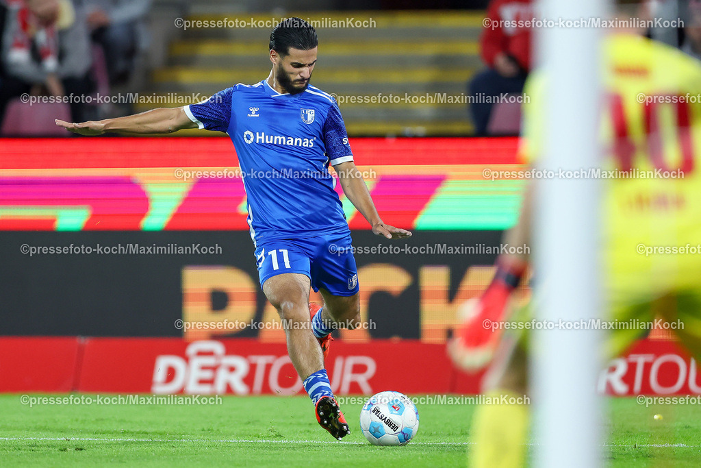 Koe14092402090 | 14.09.2024, 2. Fußball Bundesliga, 1. FC Köln - 1. FC Magdeburg, RheinEnergieSTADION, Saison 2024 2025: Mohammed El Hankouri (1.FC Magdeburg #11)DFB regulations prohibit any use of photographs as image sequences and or quasi-video.
