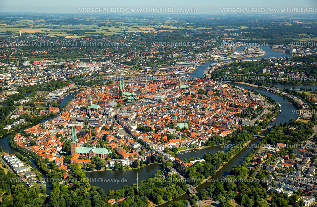 Luebeck15070090 | Altstadt von Lübeck mit Trave und Obertrave,  Lübeck, Lübecker Bucht, Hansestadt, Schleswig-Holstein, Deutschland