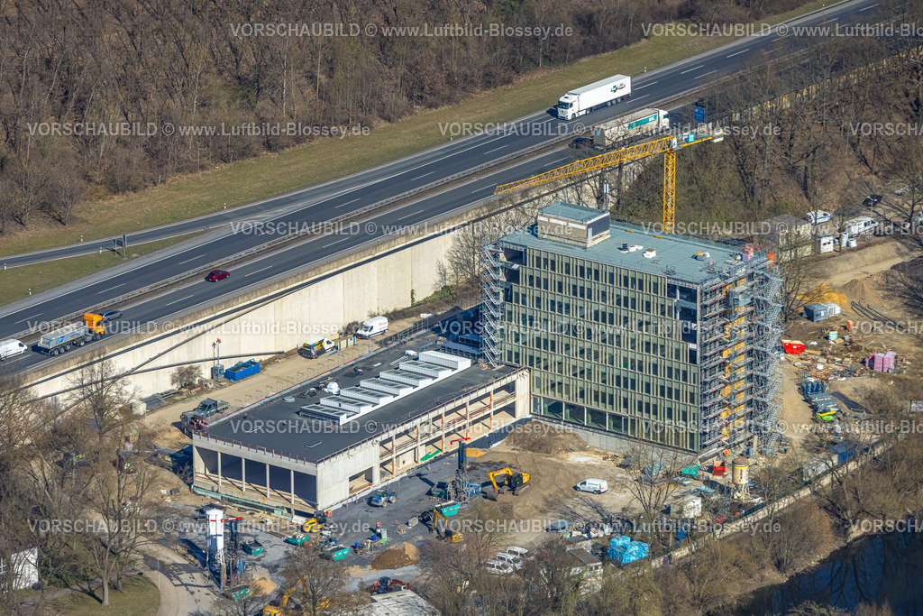 Arnsberg250305609 | Luftbild, Baustelle mit Neubau Arnsberger Rathaus an der Autobahn A46, Neheim, Arnsberg, Sauerland, Nordrhein-Westfalen, Deutschland