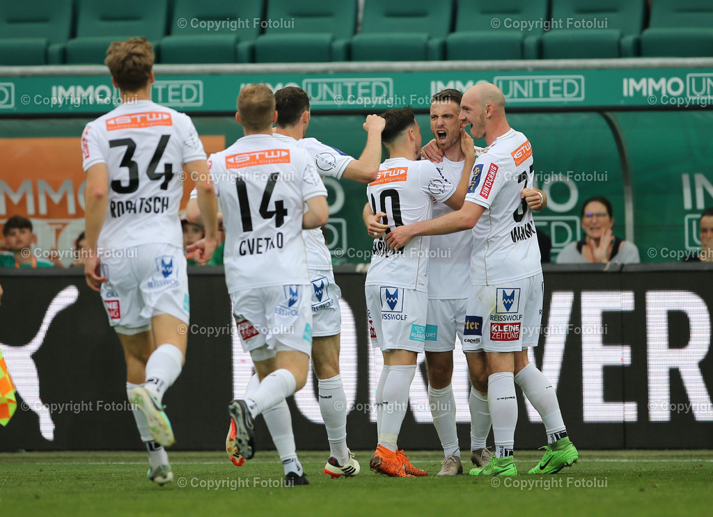 A_LUI_14042024_01 | SPORT,FUSSBALL.ADMIRAL BUNDESLIGA SK RAPID-AUSTRIA KLAGENFURT14.04.2024 IM BILD: TORJUBEL DER KLAGENFURTER  FOTO.FOTOLUI/MW