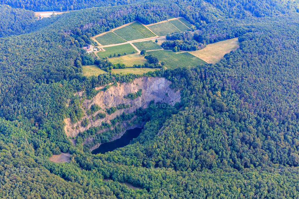 Luftbild: Basalt-See im Naturschutzgebiet Pechsteinkopf - Alter Steinbruch in Forst an der Weinstraße im Bundesland Rheinland-Pfalz in Deutschland. Foto: IMG_108850.jpg vom 15.07.2018 durch Werner Riehm/FLY-FOTO.de