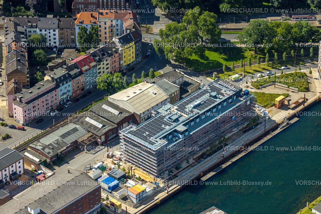 Dortmund240700051 | Luftbild, Baustelle mit Neubau an der Speicherstraße Hafenpromenade, Hafenquartier Speicherstraße, Hafen, Dortmund, Ruhrgebiet, Nordrhein-Westfalen, Deutschland