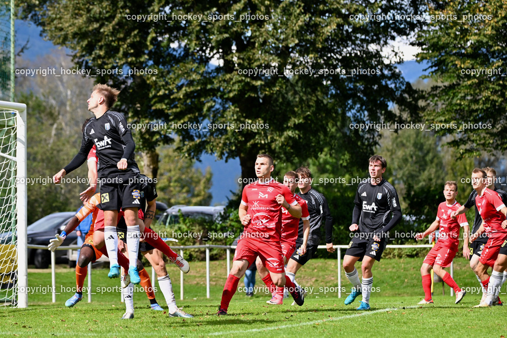 SV Rothentuhurn vs. URC Thal Assling | #17 Maximilian Ortner URC Thal Assling, #4 Dragan Erdeljan SV Rothenthurn, #10 Julian Moser URC Thal Assling, SV Rothentuhurn vs. URC Thal Assling, SV Rothentuhurn vs. URC Thal Assling am 15.09.2024 in Rothenthurn (Sportplatz Rothenthurn), Austria, (Photo by Bernd Stefan)