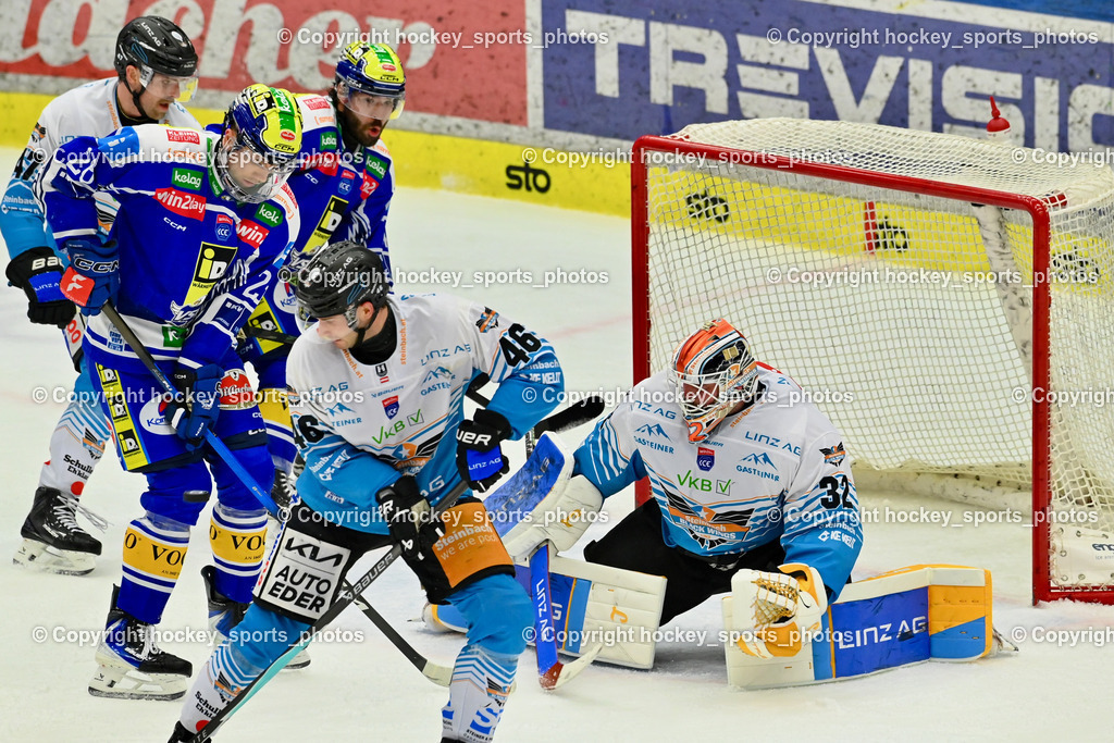 EC IDM WÄRMEPUMPEN VSV vs. Steinbach Black Wings Linz | #32 Rasmus Tirronen Black Wings Linz, #46 Niklas Andre Würschl Black Wings Linz, #26 Guus van Nes EC VSV, #74 Joel Teasdale EVC VSV, #47 Logan Roe  Black Wings Linz, EC IDM WÄRMEPUMPEN VSV vs. Steinbach Black Wings Linz, EC IDM WÄRMEPUMPEN VSV vs. Steinbach Black Wings Linz am 04.03.2026 in Villach (Stadthalle Villach), Austria, (Photo by Bernd Stefan)